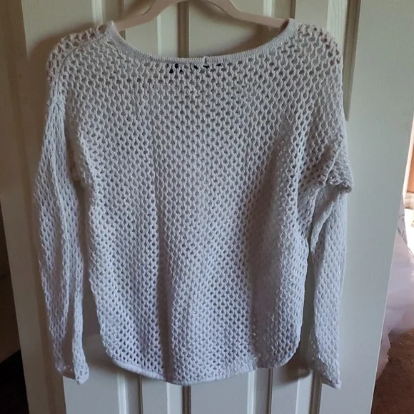 White with silver sparkles cover up shirt - Picture 3 of 3